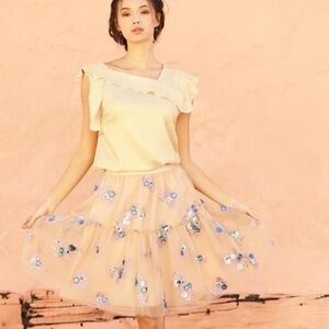 New Anthropologie Eva Franco Belle Sequined Tulle Mini Skirt LG,small